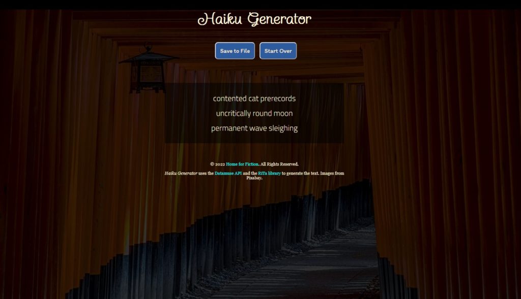 JavaScript Haiku Generator