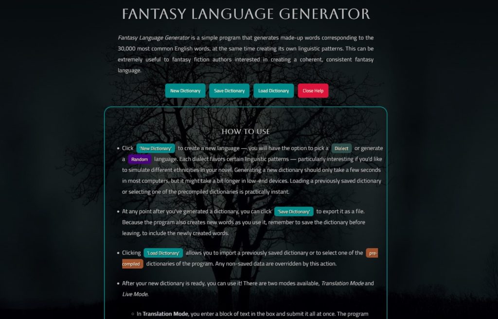fantasy language generator