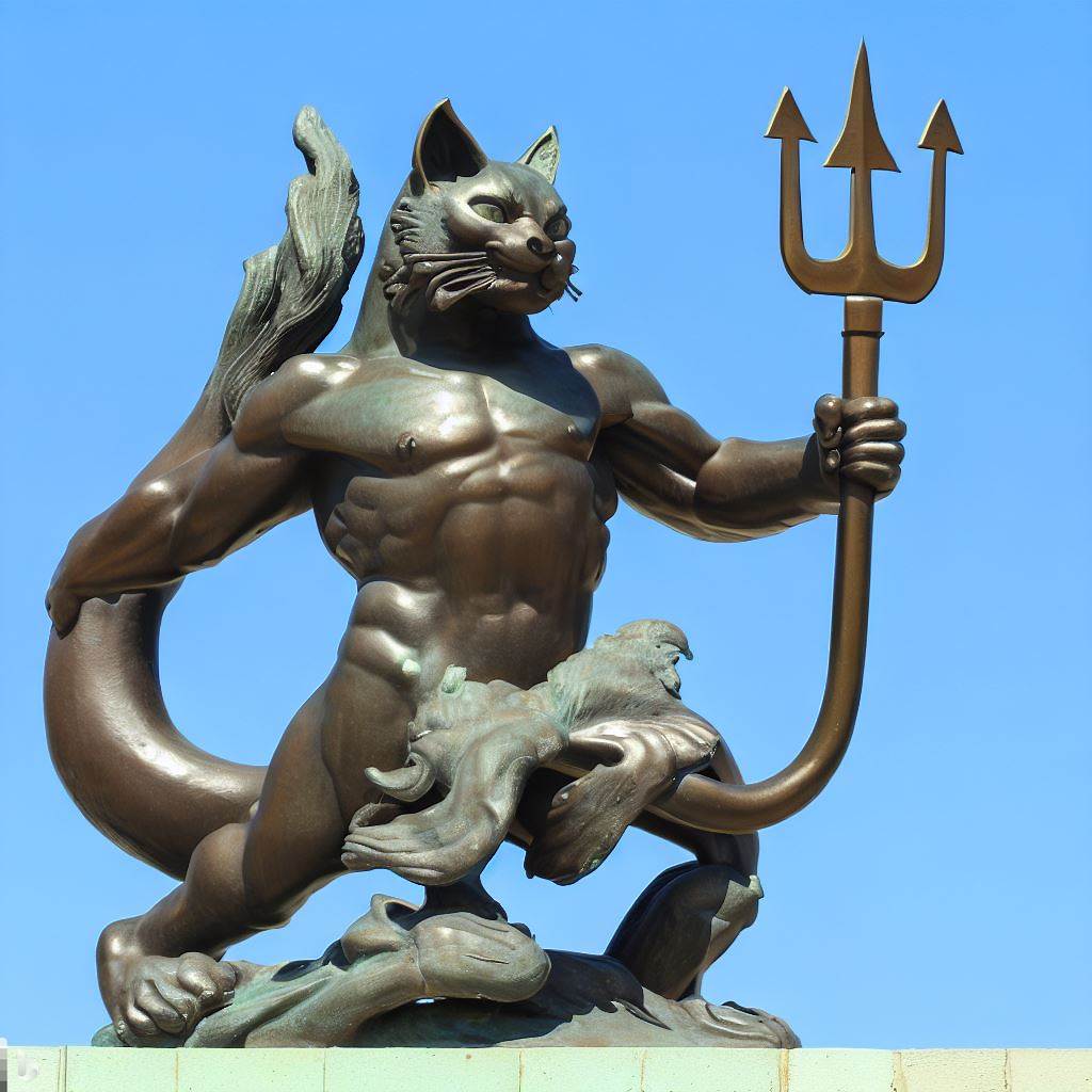 bronze statue of a cat