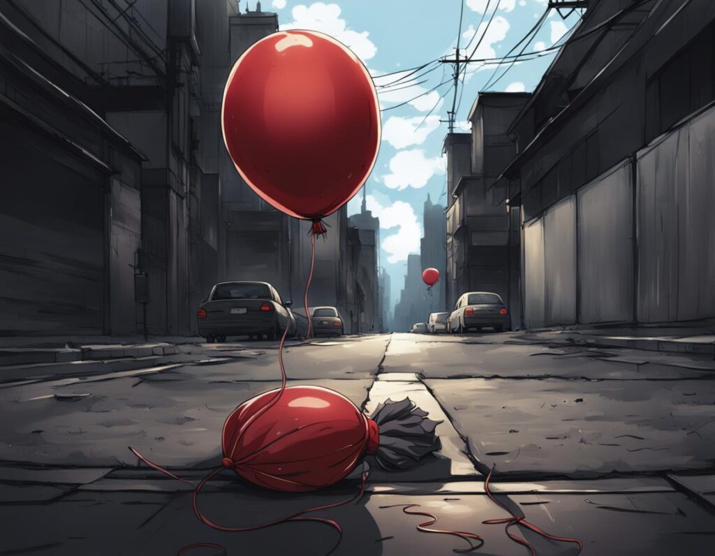 rosy retrospection image of balloon on the ground 